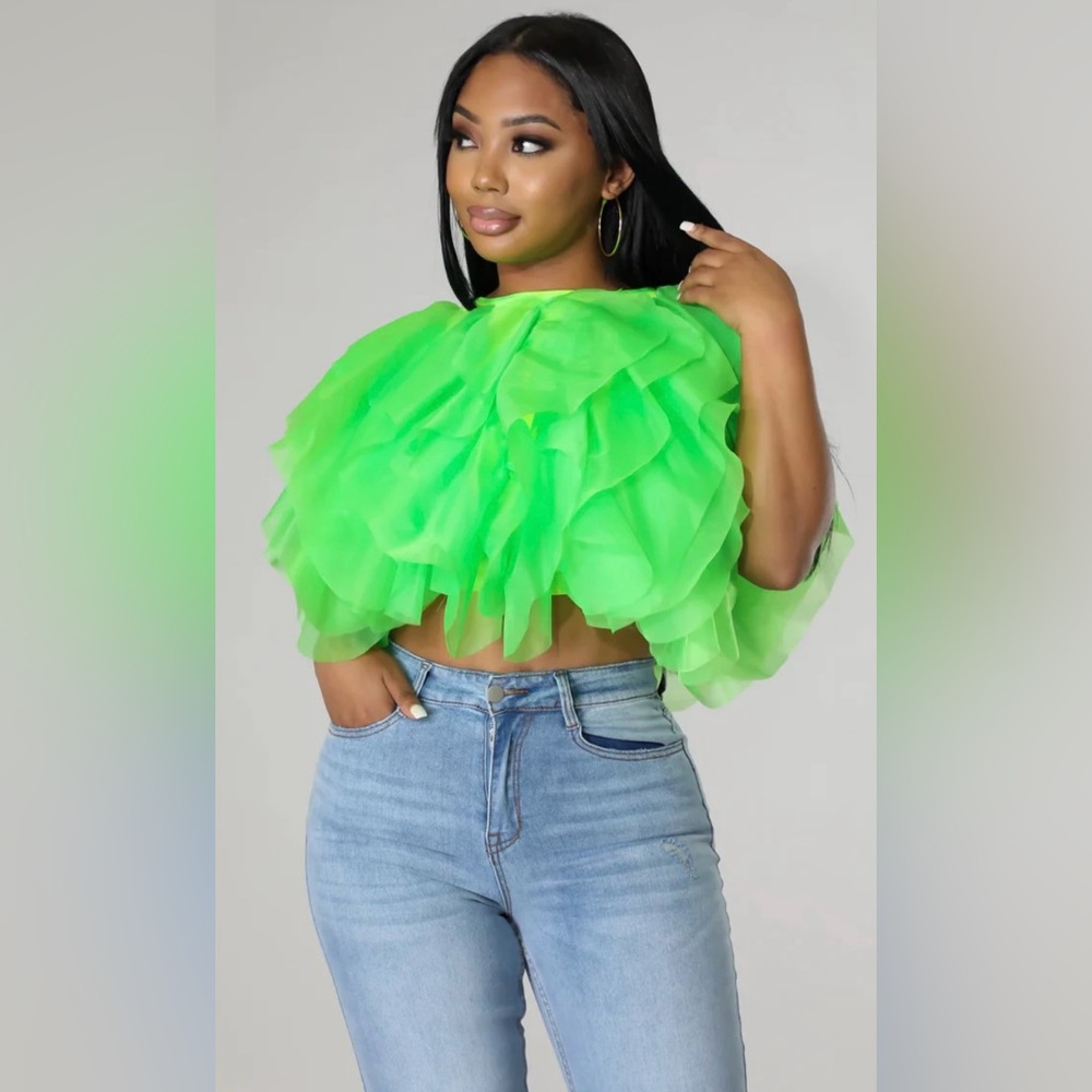 Green Ruffle Me Top
